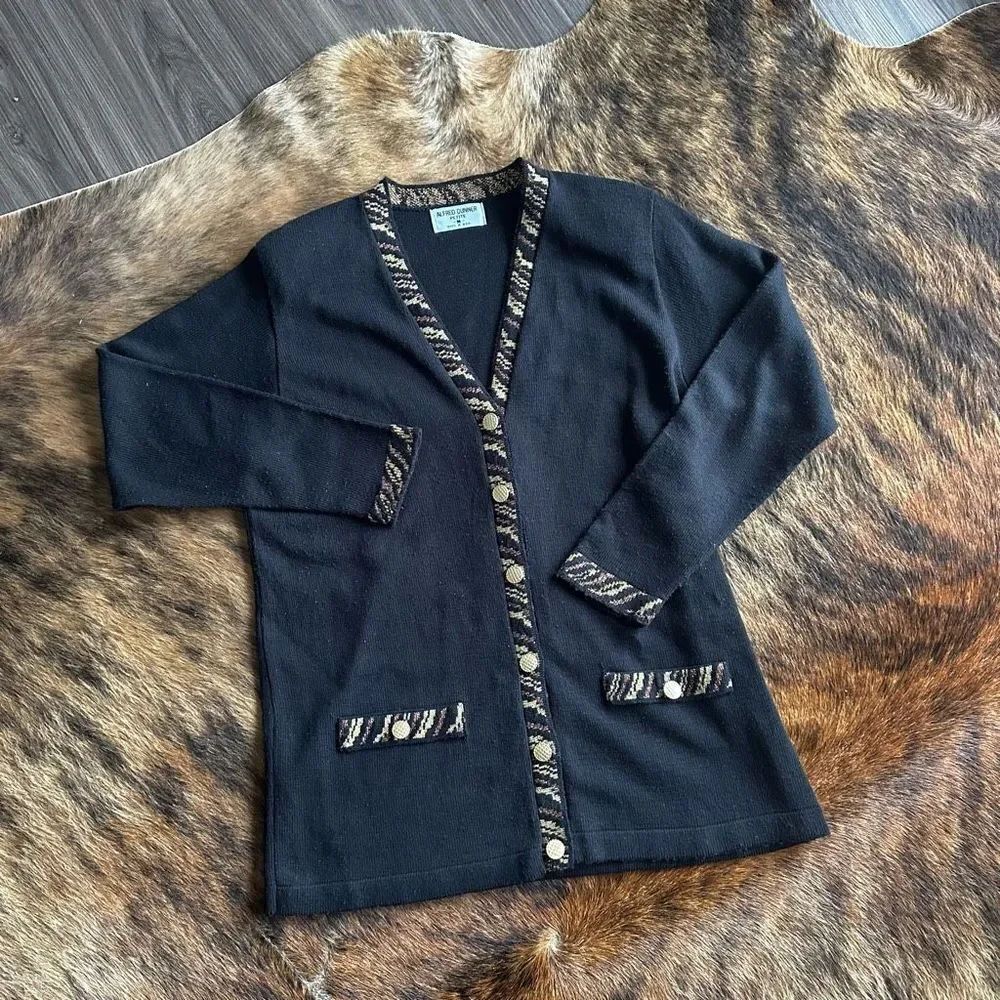 Vintage Alfred Dunner Black/Gold Cardigan Sweater